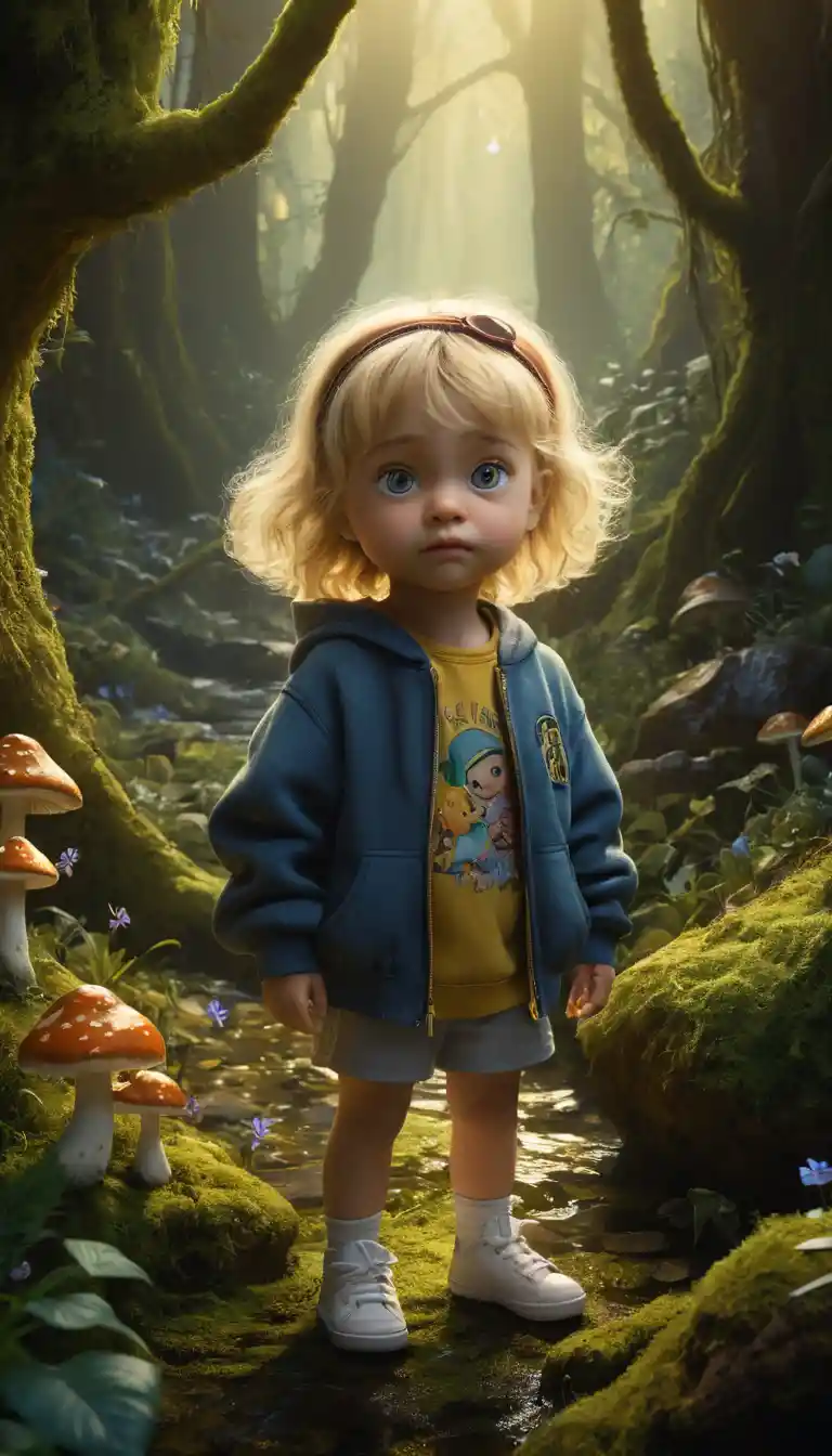 Blonde baby girl rapper with cat in pixar style studio