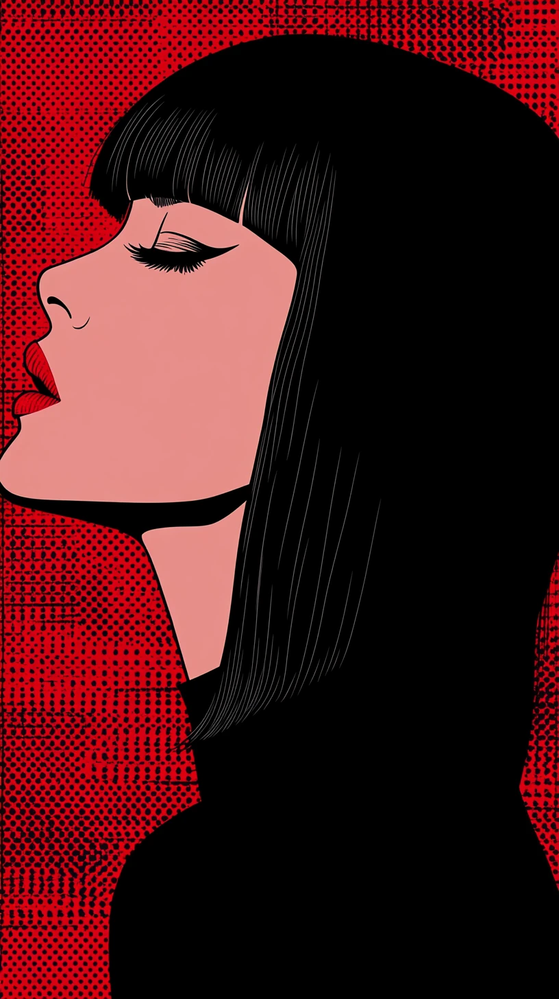 Perfil minimalista em pop art de uma jovem asiática