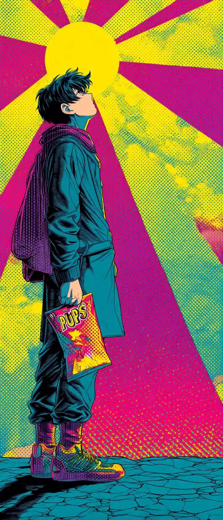 Anime-Junge schockiert, als sein schelmischer Schatten Snacks stiehlt