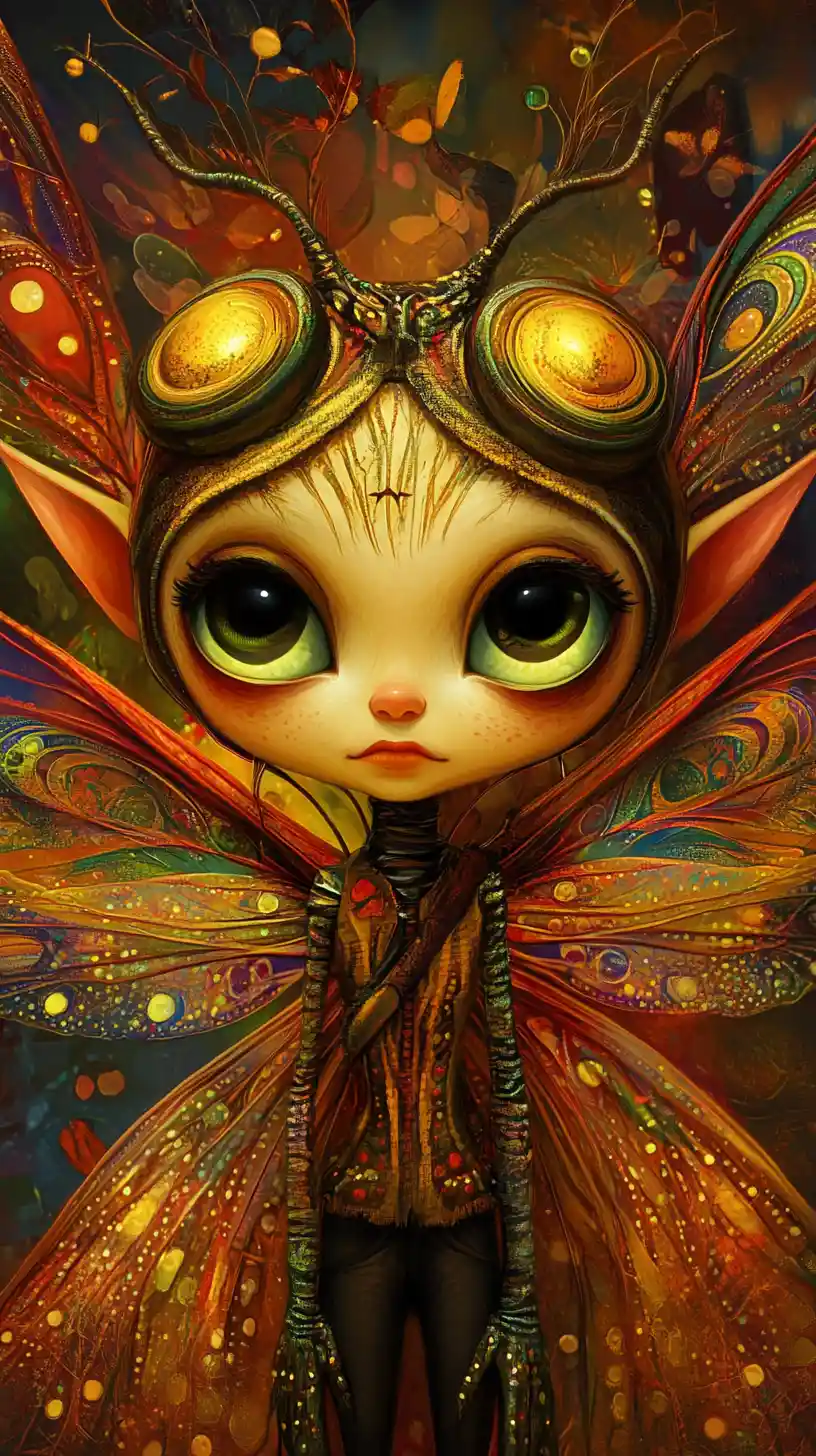 Whimsical warlock elf woman in a colorful halloween scene