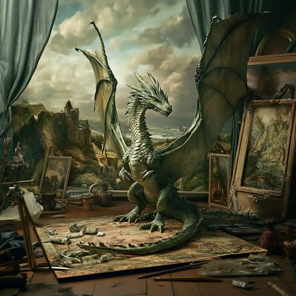 Surreal dragon illusion forming a strange multi image scene