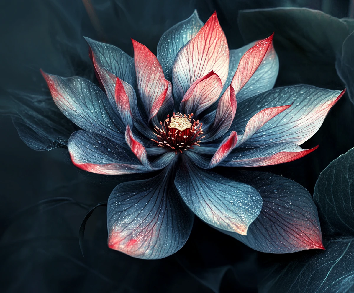 Surreal illusion of an exotic flower hiding multiple scenes