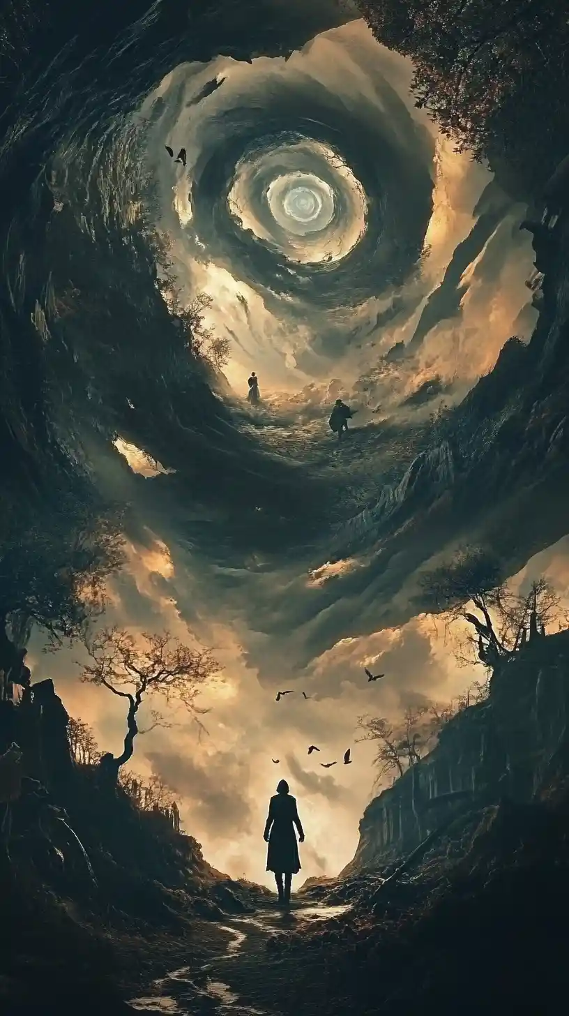 Surreal illusion of a mysterious witch in shifting forms