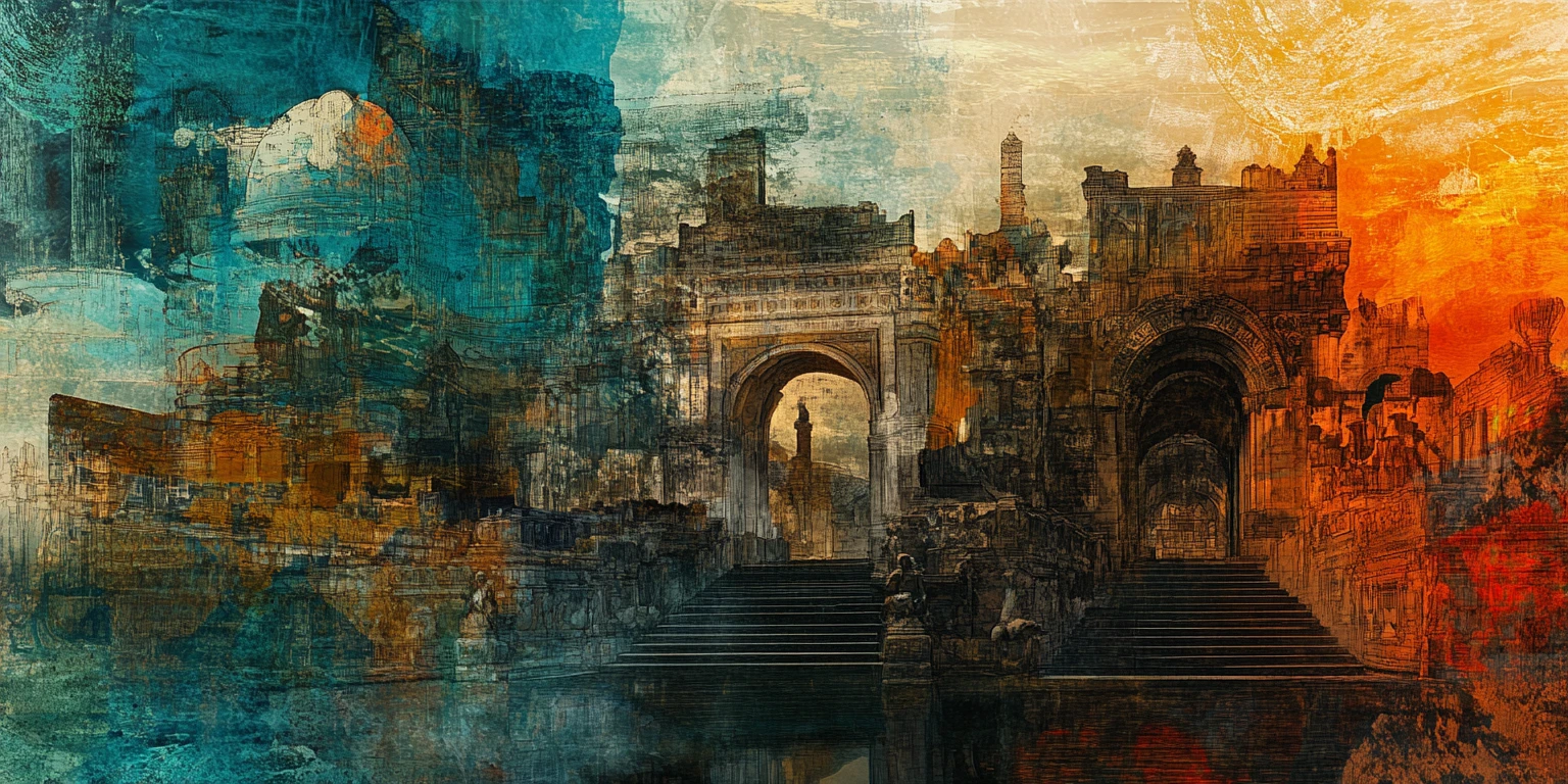 Surreal metropolis of converging realities and labyrinthine streets