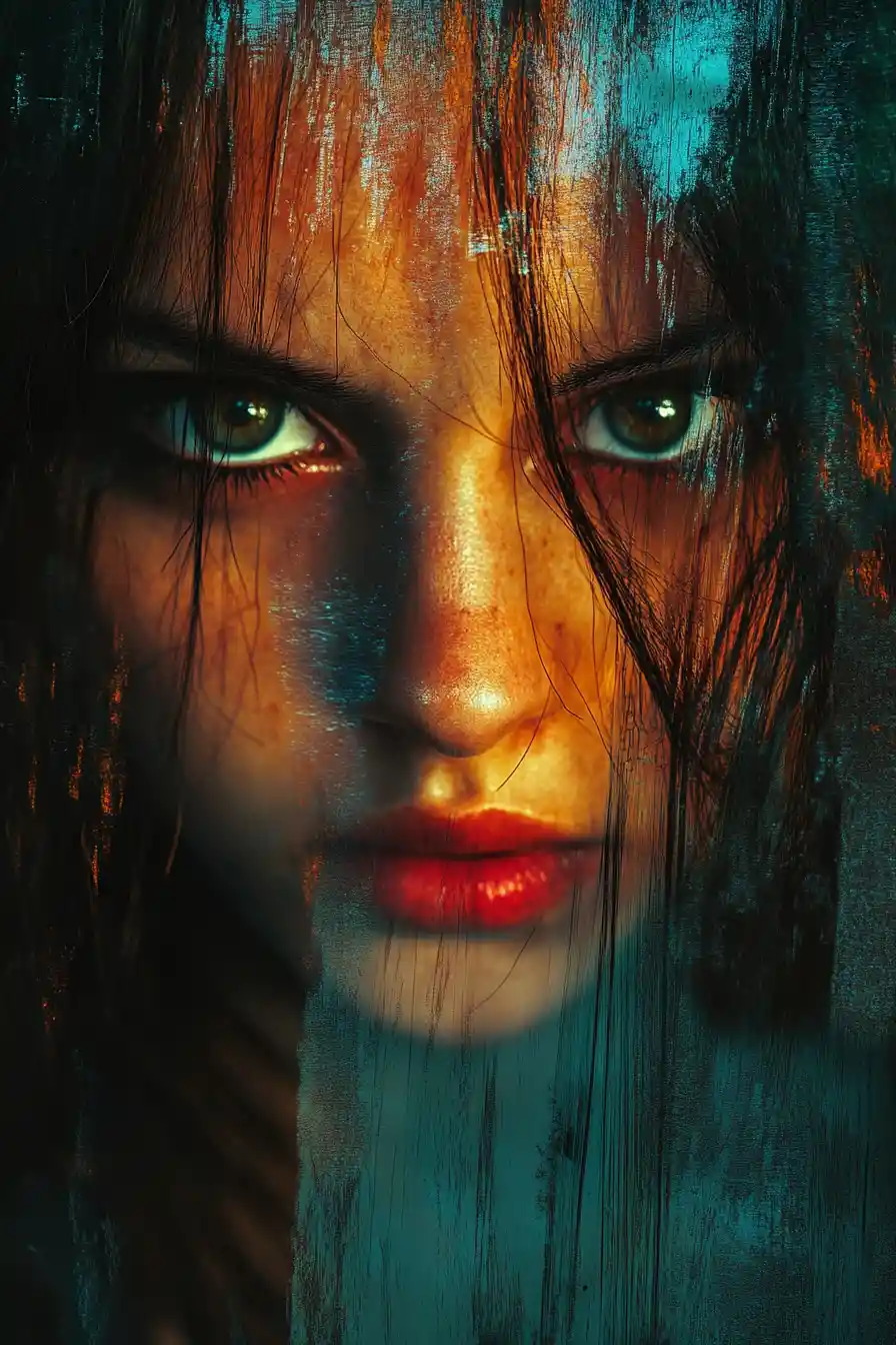 Colorful portrait of a girl overwhelmed by sudden shame