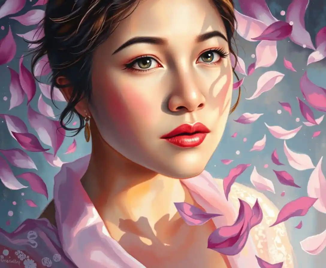 Ethereal close up portrait of a luminous fantasy woman