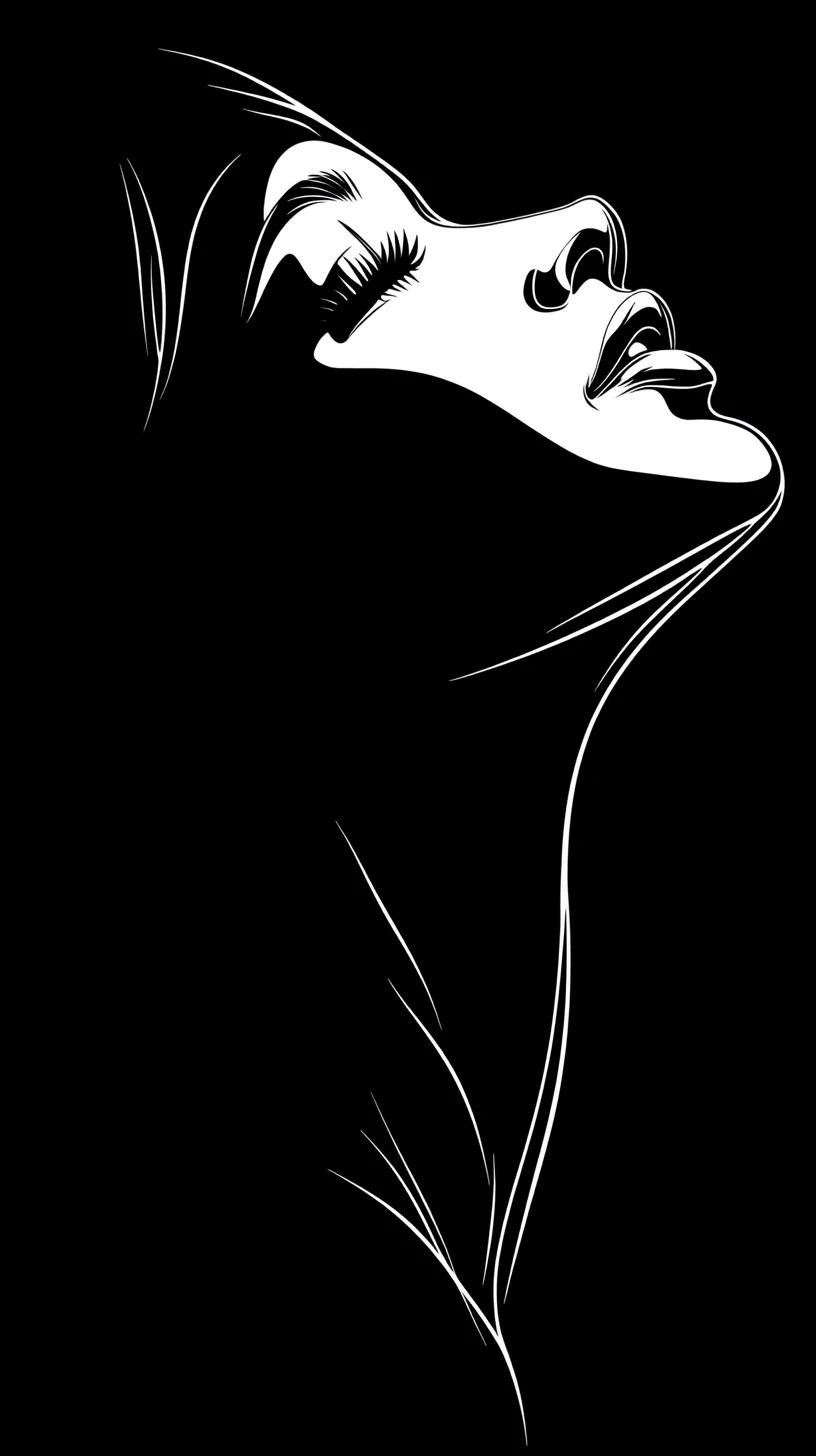 Expressive female profile in bold black and white lines
