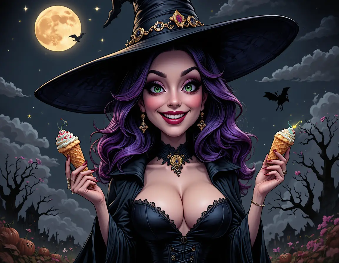 風暴月光下的誘惑紫髮女巫