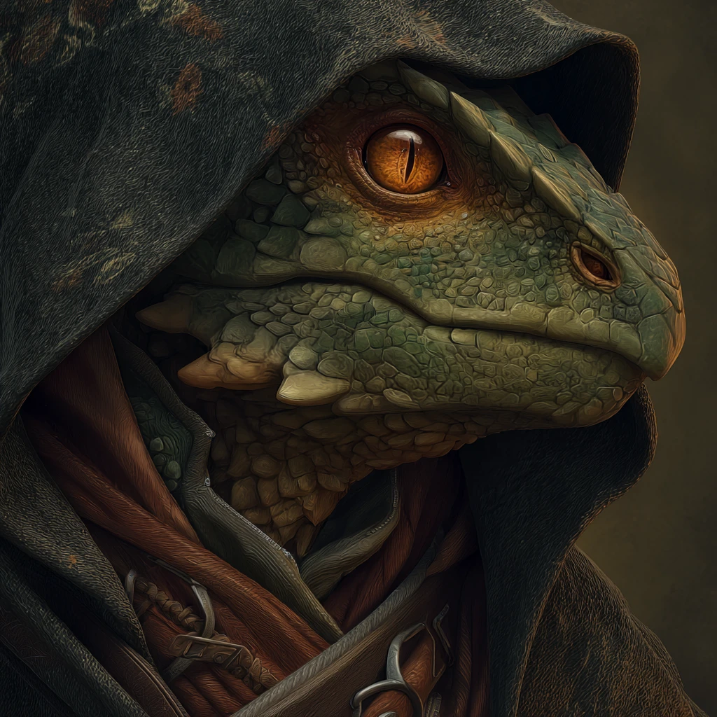 Dragonborn ranger hunter in cloak and leather armor