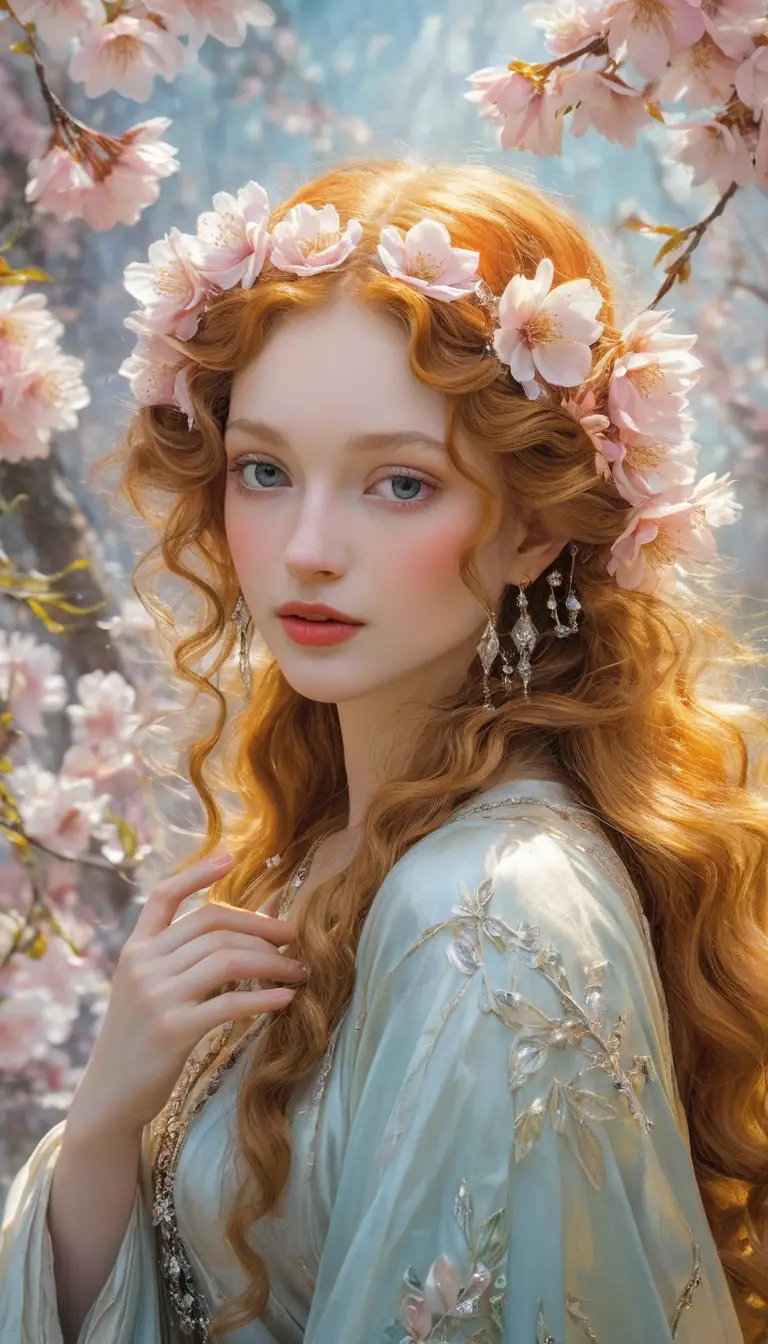 Romantic cherry blossoms glowing in soft blissful light