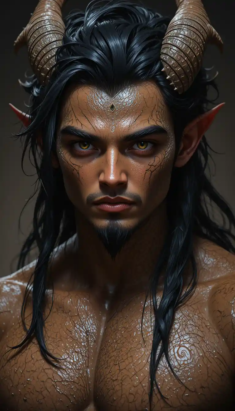 Massive hybrid pandawa dragon man with amber eyes