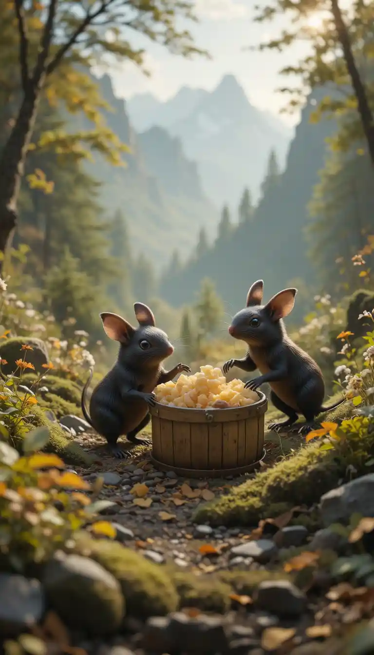 Black ants on an adventure in a quiet green valley