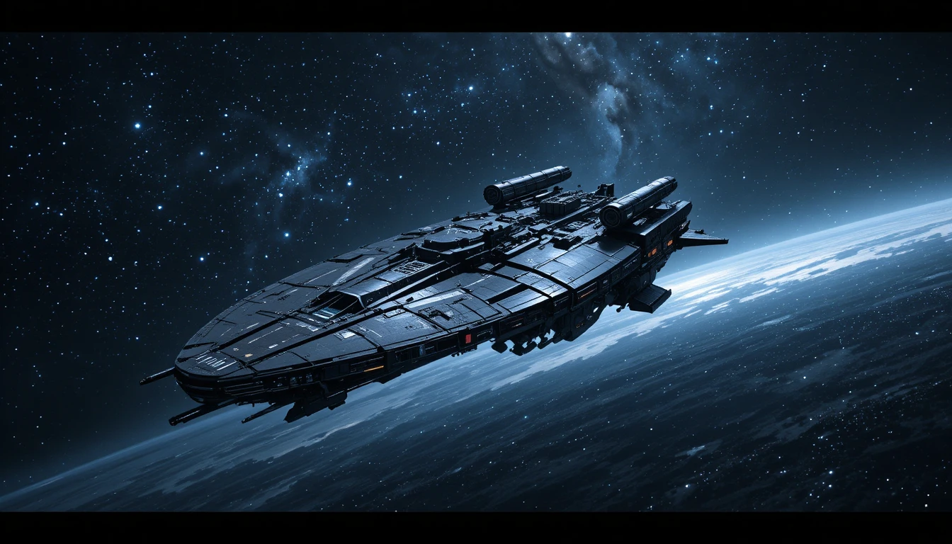 Majestic command starship floating in a vast galaxy