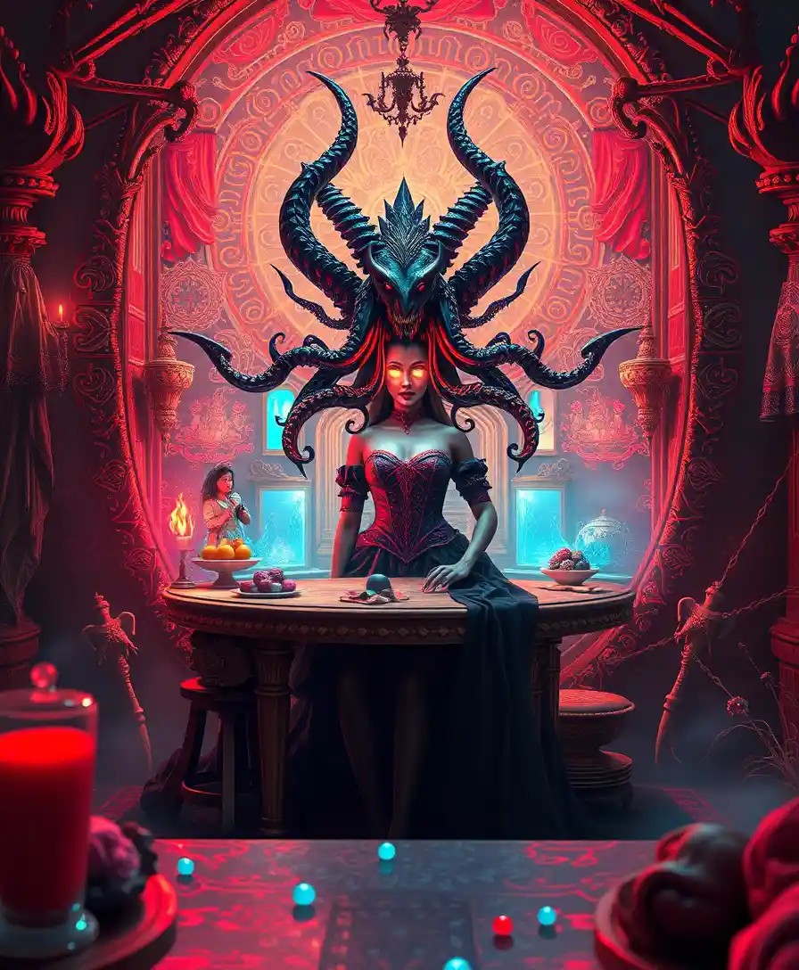 Mystical Fantasy Priestess In A Dark Surreal Realm