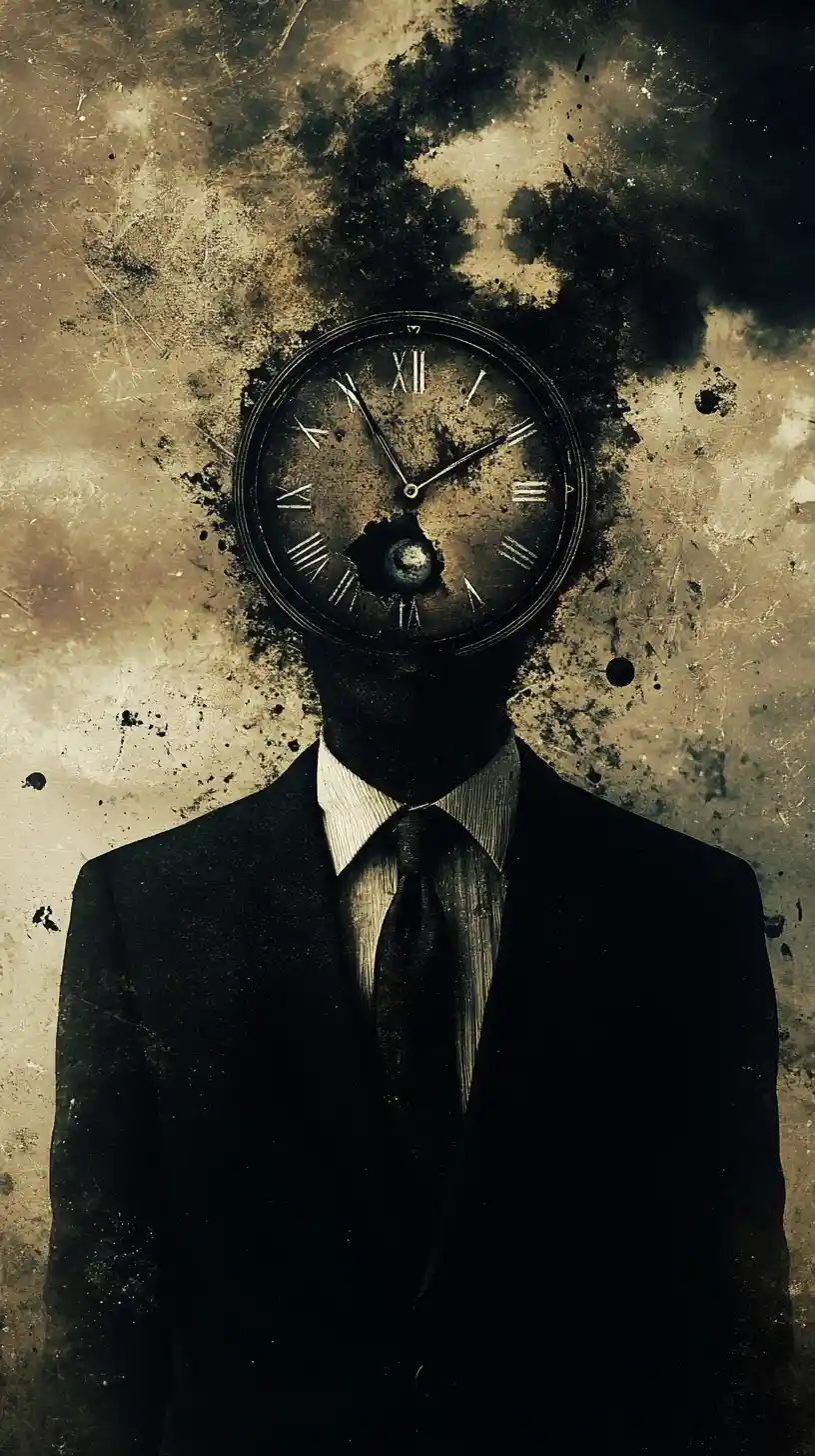 Man watching the ticking clock while minding his business