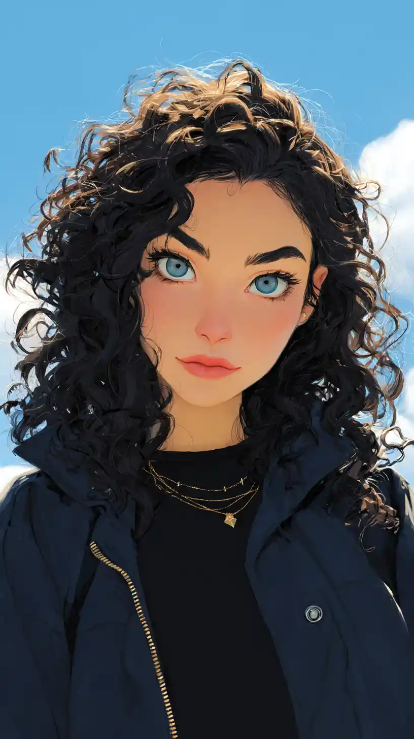 Young woman portrait under a bright blue sky