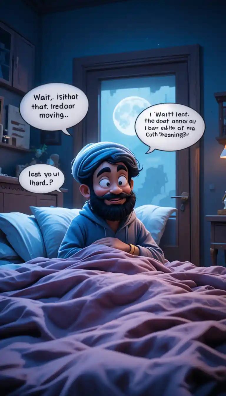 Man Sleeping In Cozy Suburban Bedroom At Night