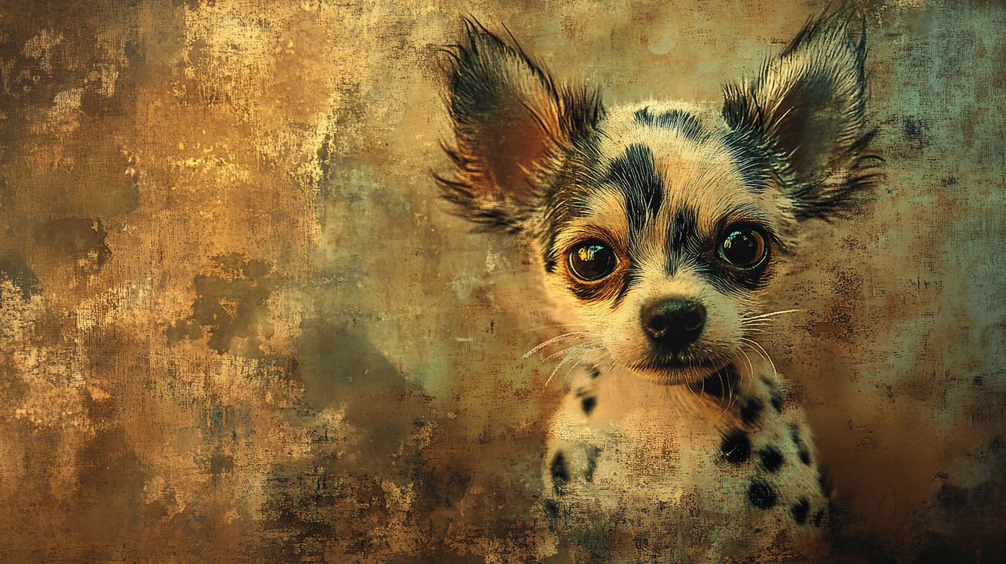 Cachorro gótico fantasioso en una ilustración de cuento de hadas onírica