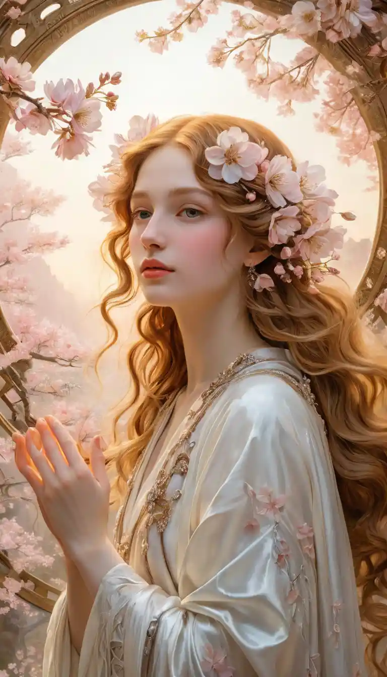 Romantic vision of pure bliss with vivid cherry blossoms