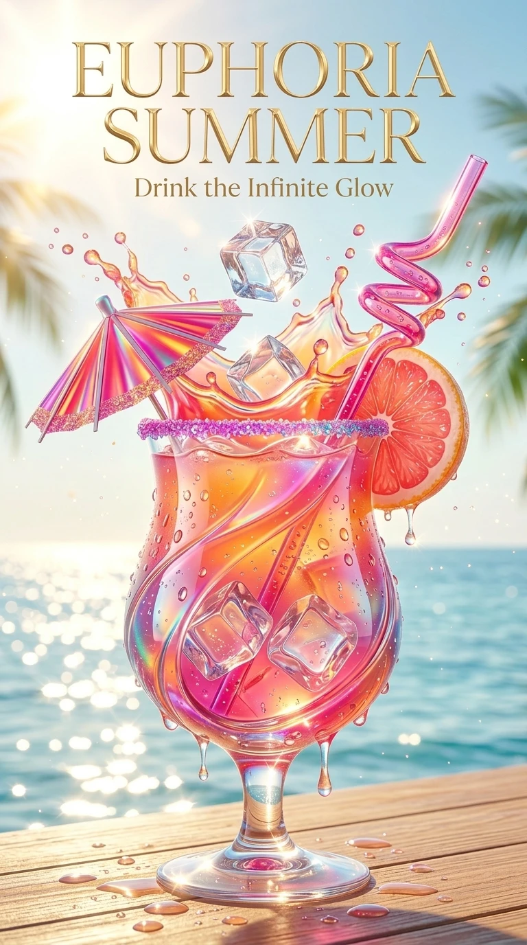 Luxurious Tropical Cocktail In Golden Euphoria Summer Ad
