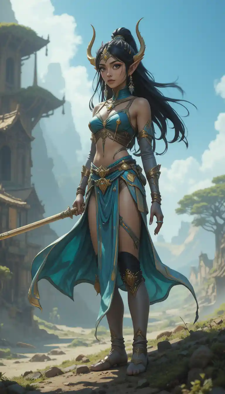 Fantasy woman from the magical Wakfu universe