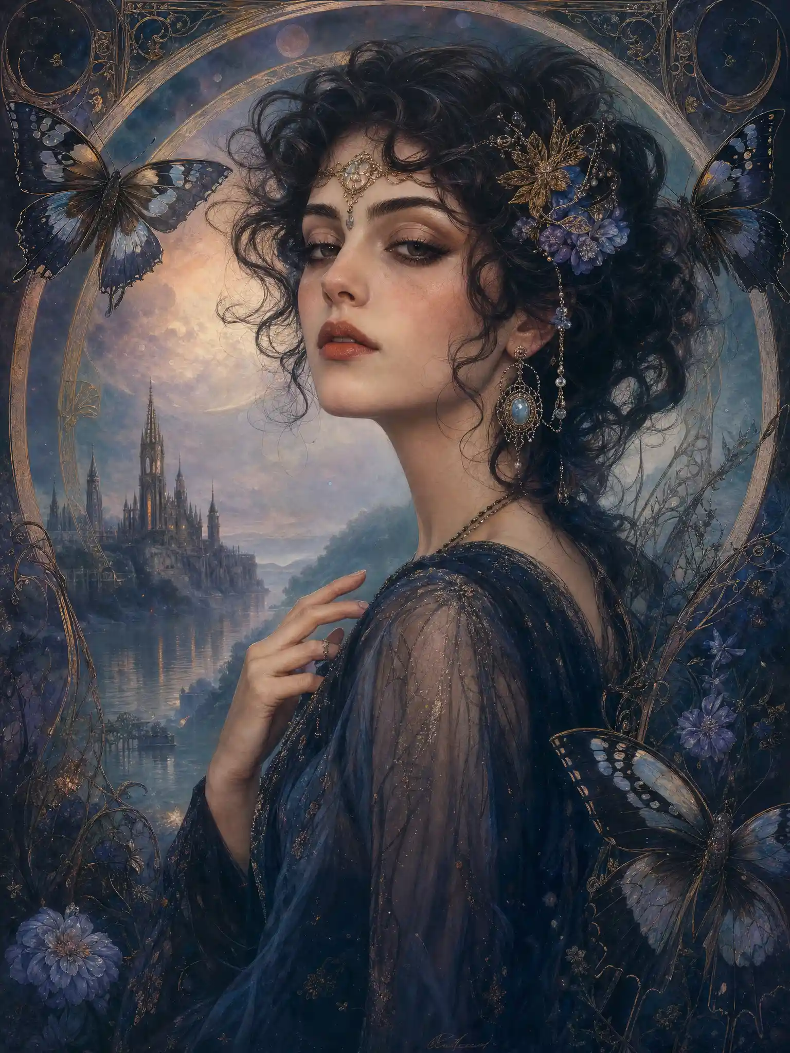 Ethereal old world woman from a dreamy fantasy realm
