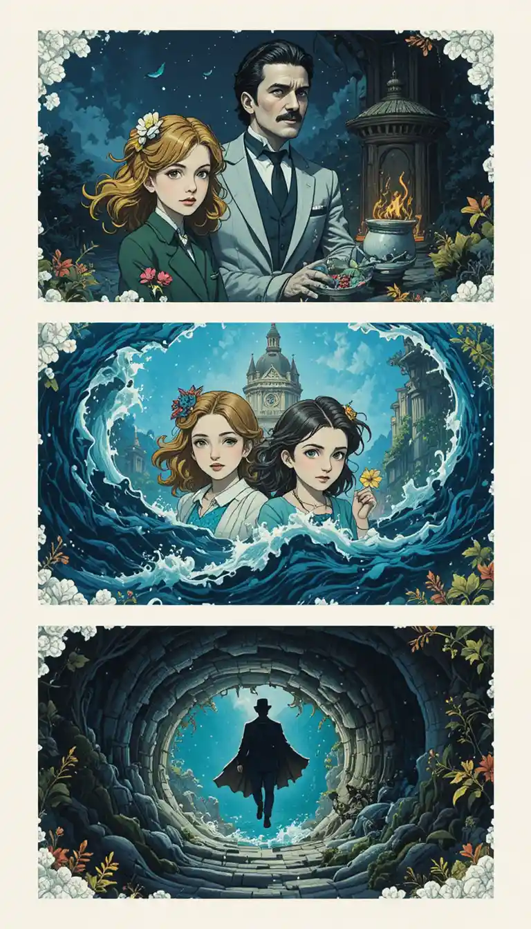 Children facing darkness and seeking destiny in a mysterious world
