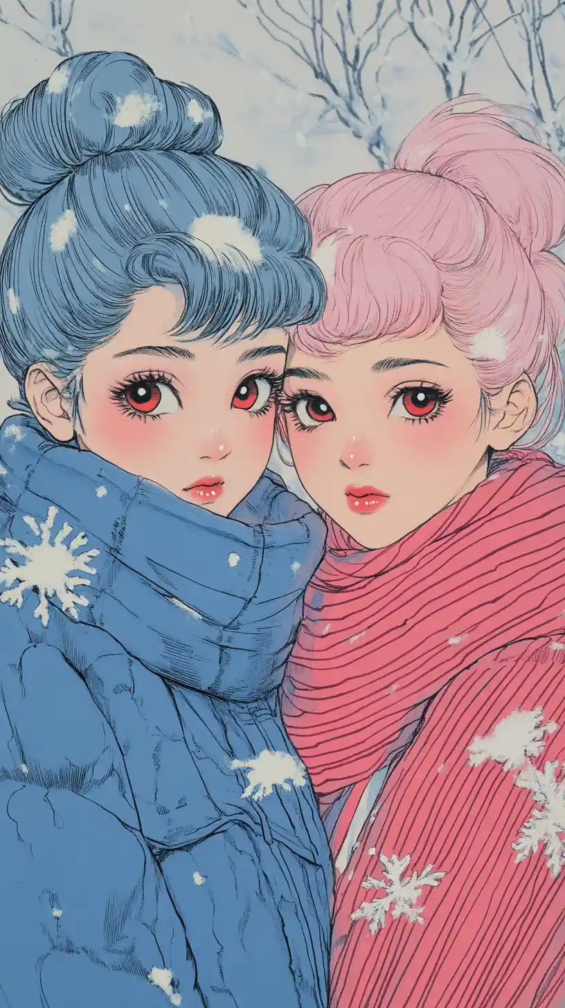 Two Fluffy Monsters Cuddling Together In A Garden