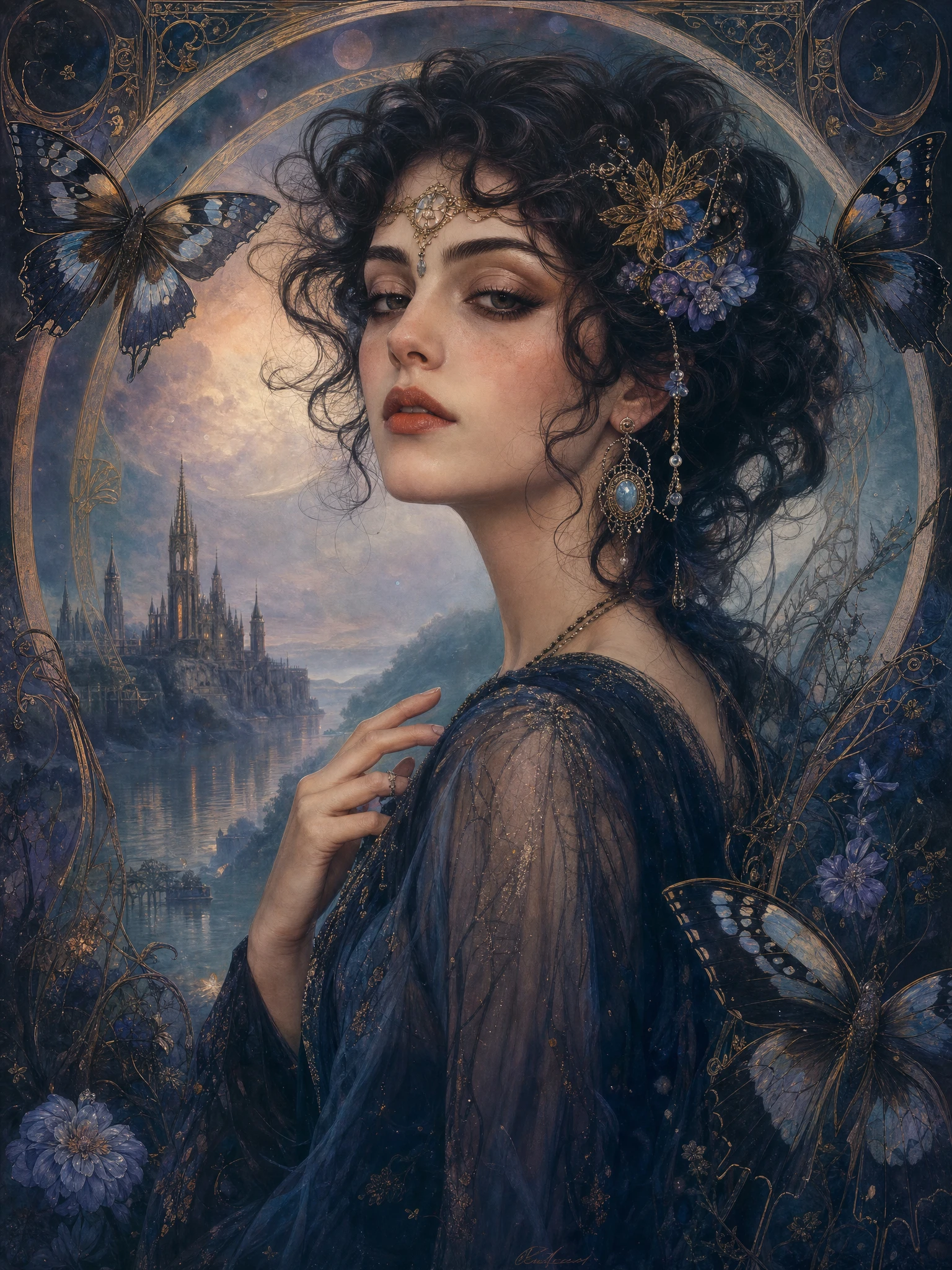 Ethereal old world woman from a dreamy fantasy realm