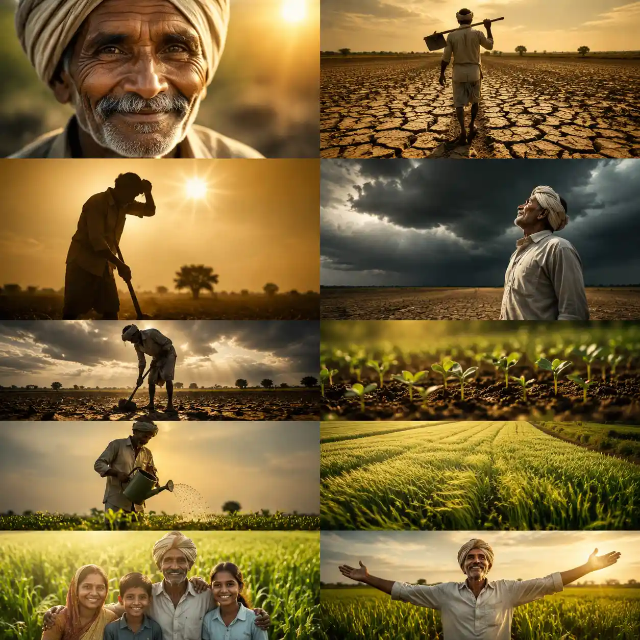 Smiling old farmer in warm morning sunlight close up