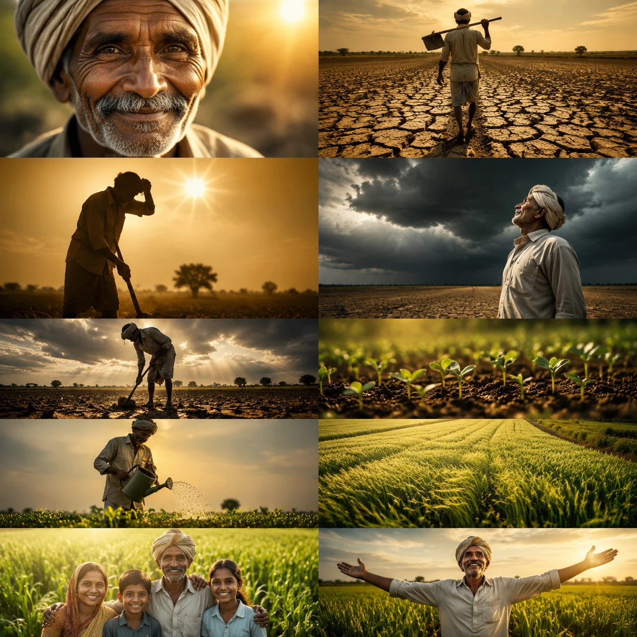 Smiling old farmer in warm morning sunlight close up