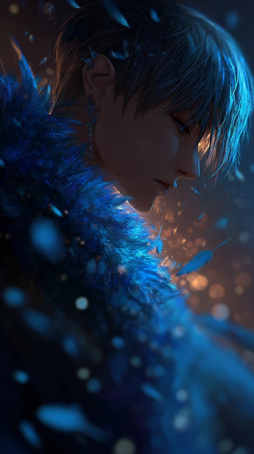Hombre dragón humanizado en una noche de invierno en arte de fantasía anime