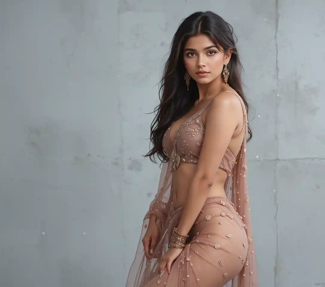 Full body portrait of a beautiful Indian woman posing