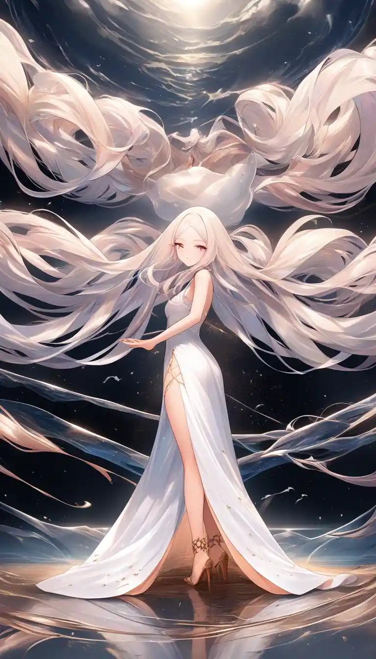 Anime girl standing in sunrise light outdoors
