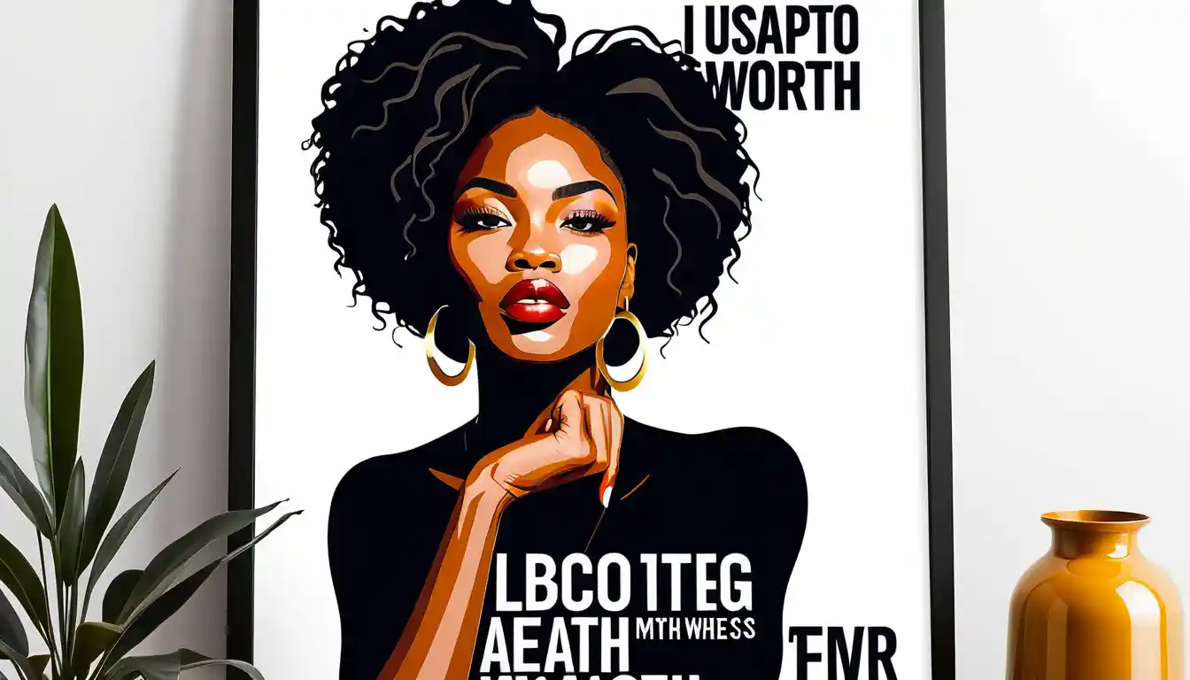 Confident black woman with bold self worth affirmation poster