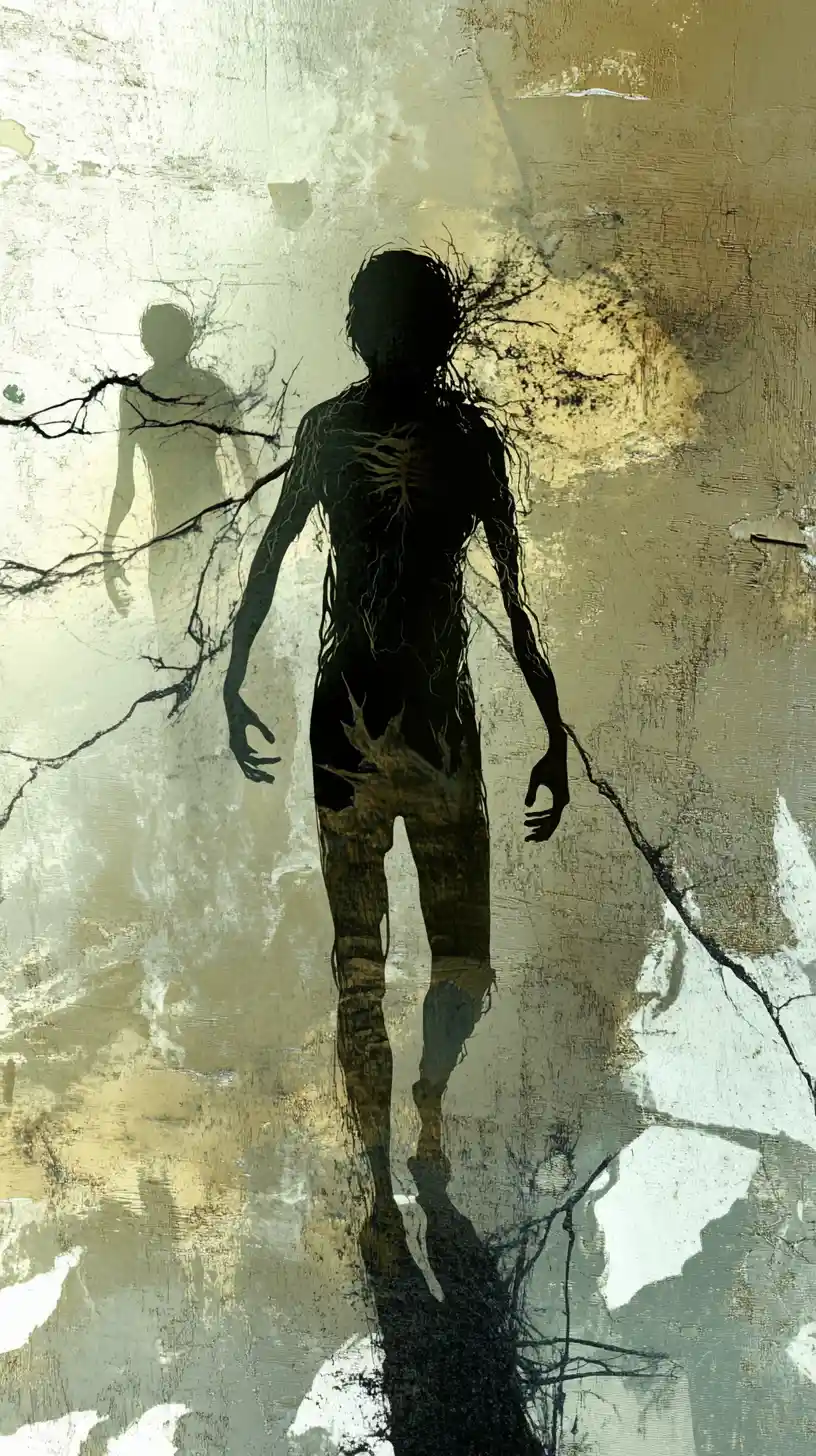 Human shadow revealing a haunting inner monster reflection