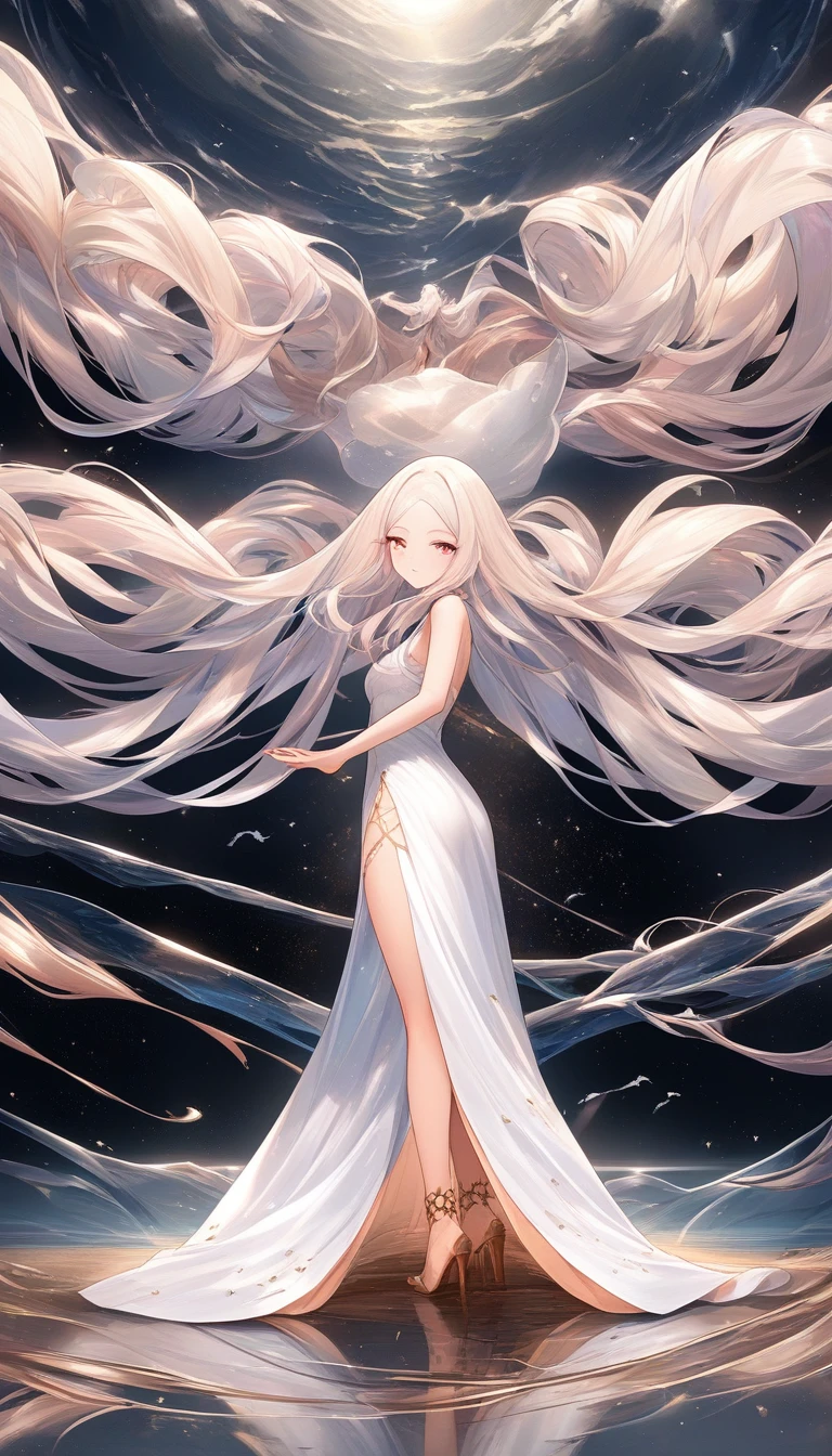 Anime girl standing in sunrise light outdoors