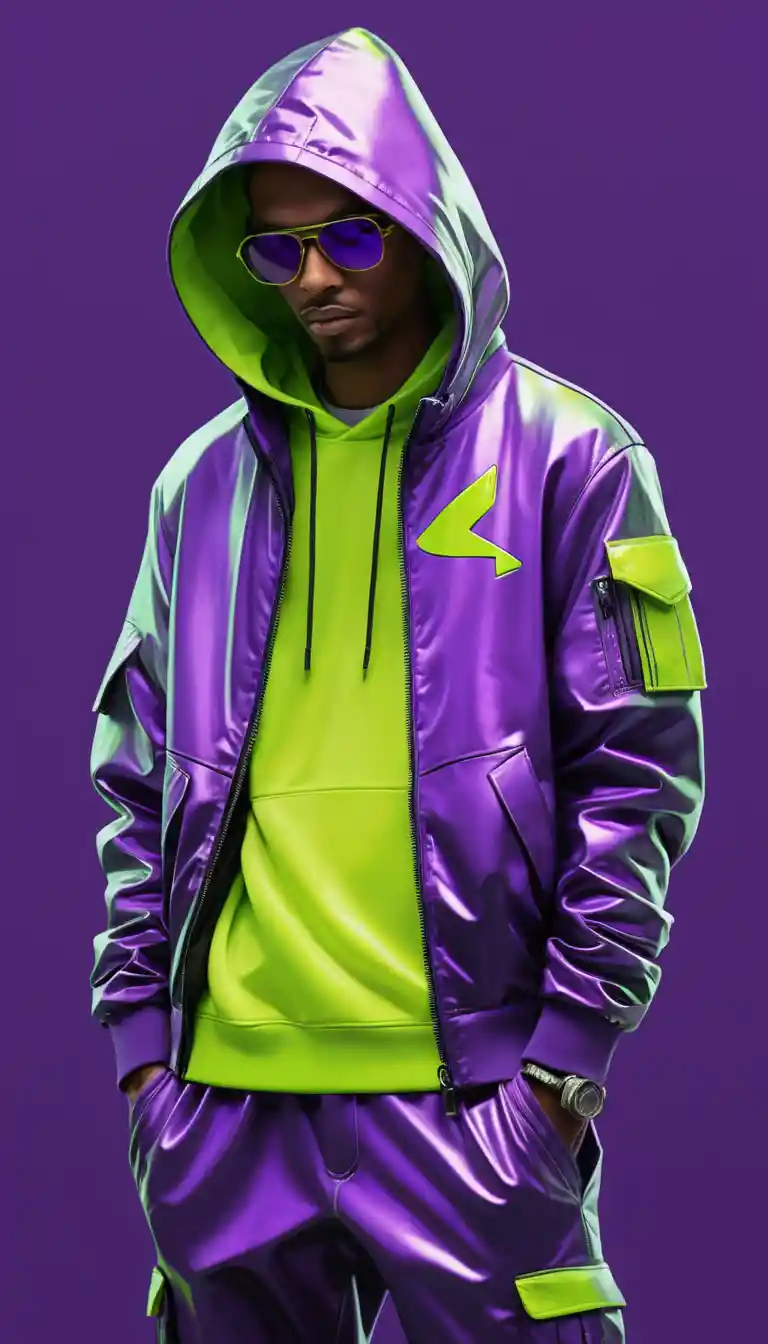 Graffiti character sketch with purple and green titanium colors