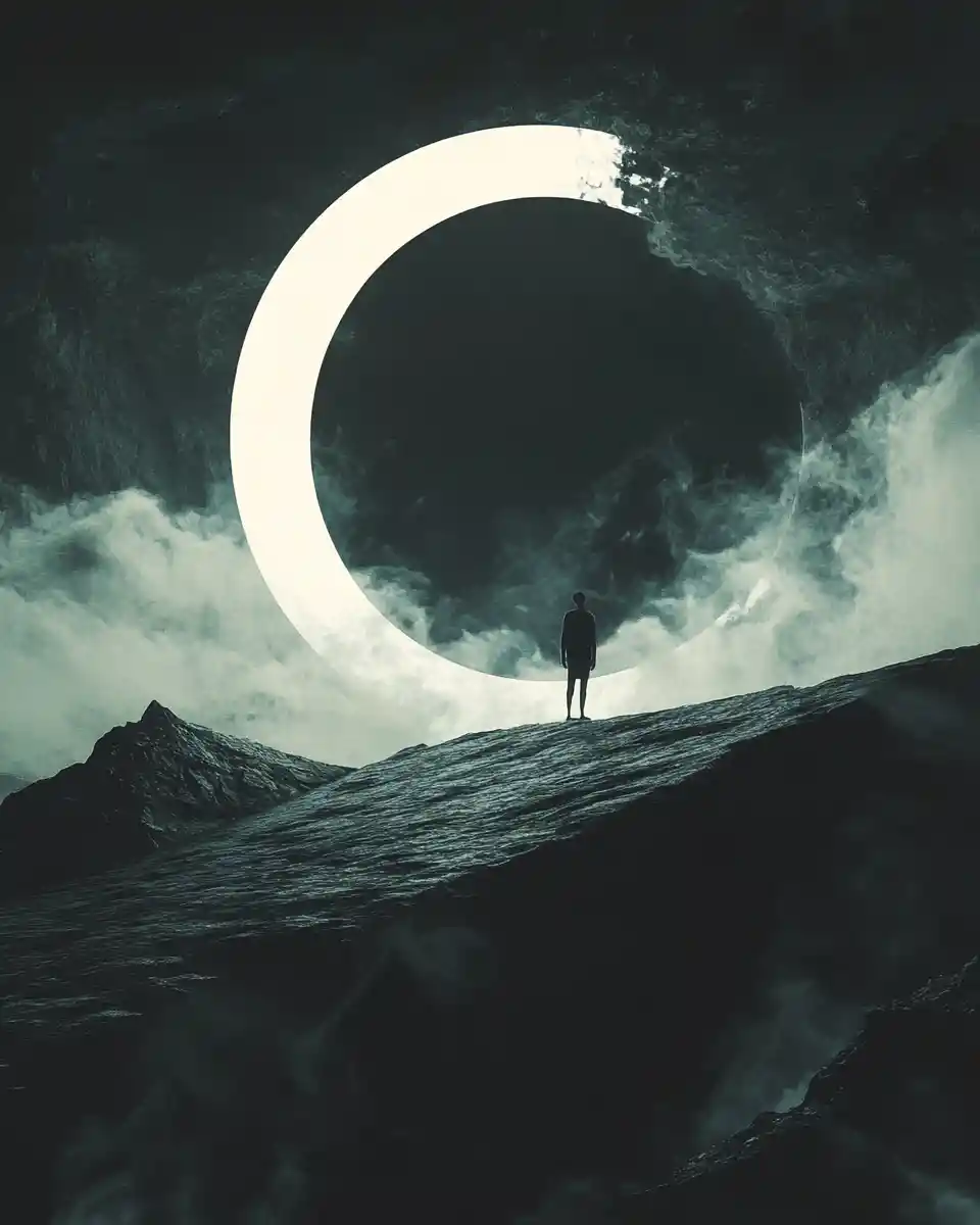 Abstract digital illustration of a solitary search for truth