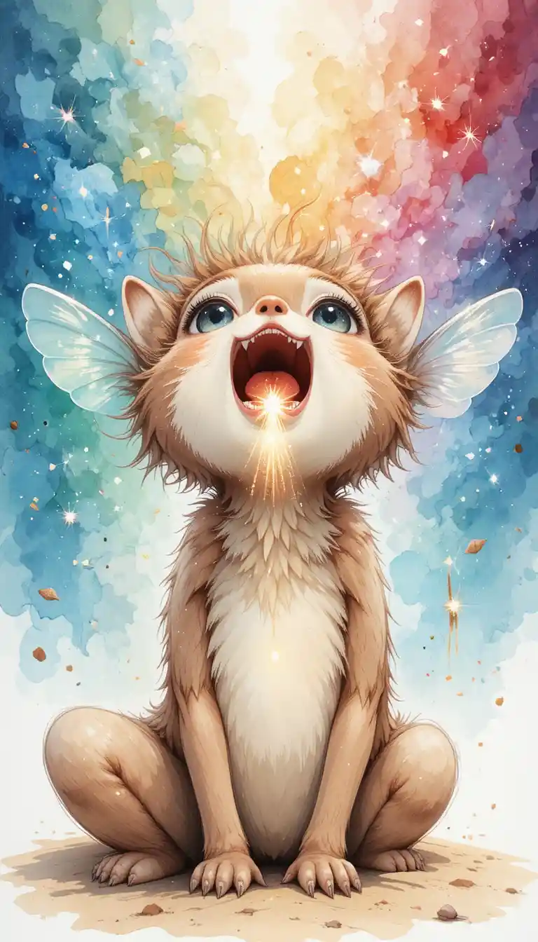 Whimsical watercolor walnut with sparkling cartoon shine