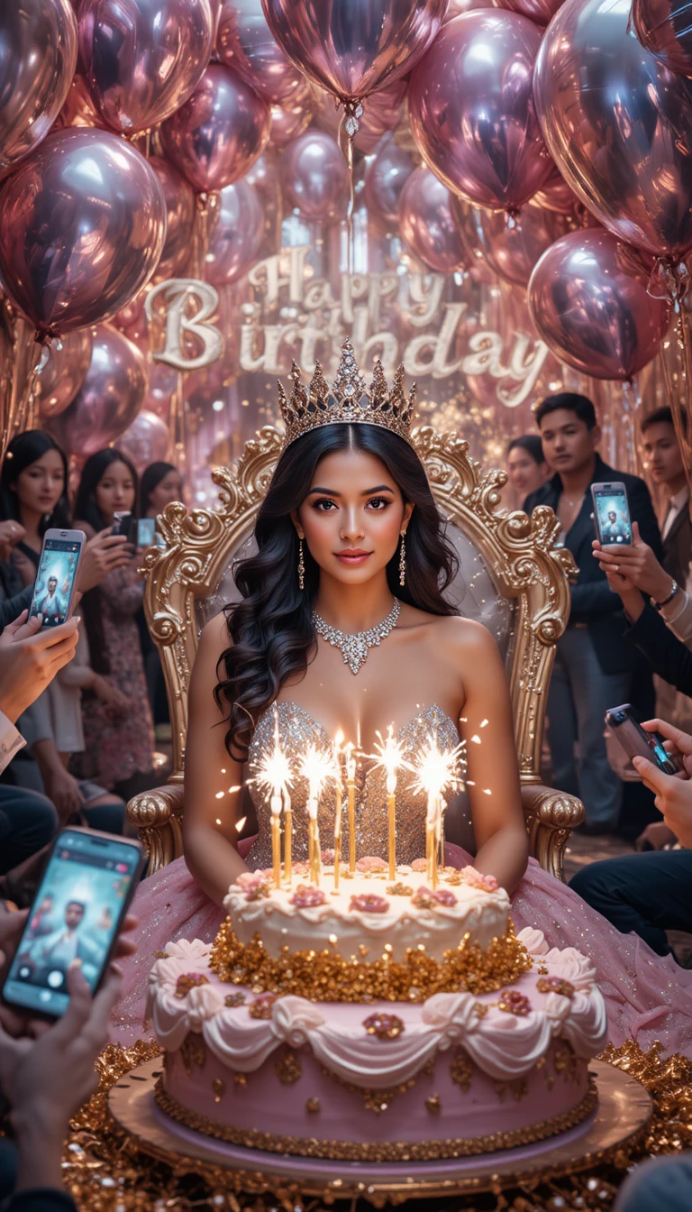 華やかなインド人女性のゴージャスな誕生日パーティー