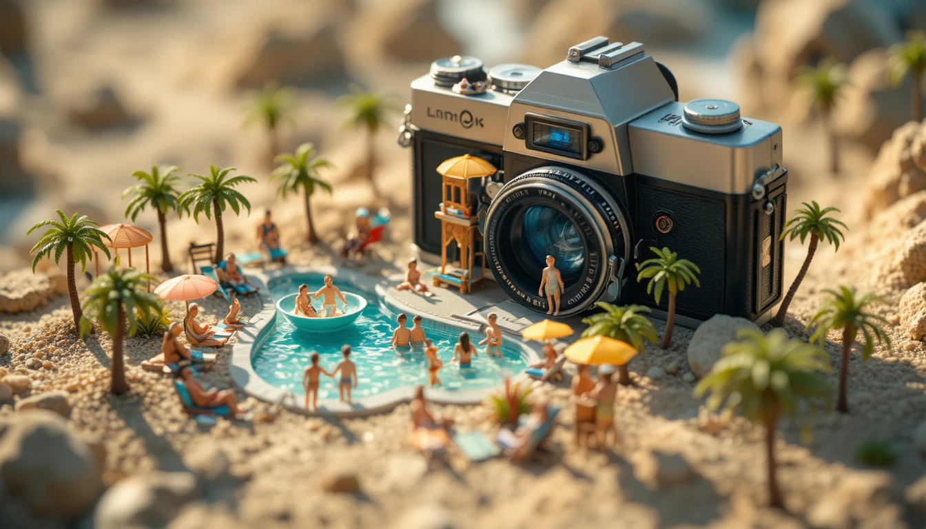 Miniature Summer City Built On A Vintage Film Camera