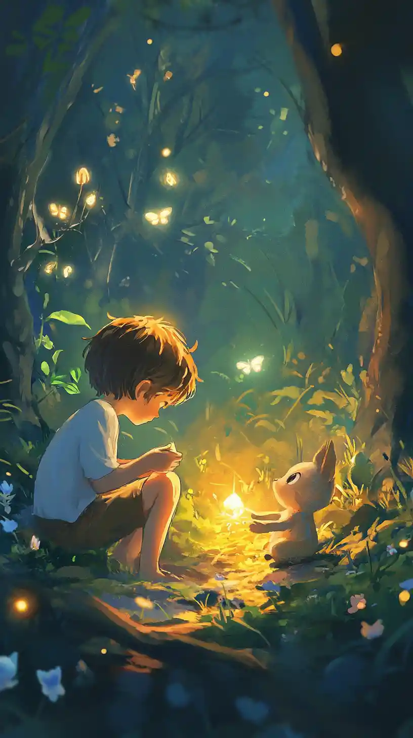 Magical encounter between a young girl and tiny figure