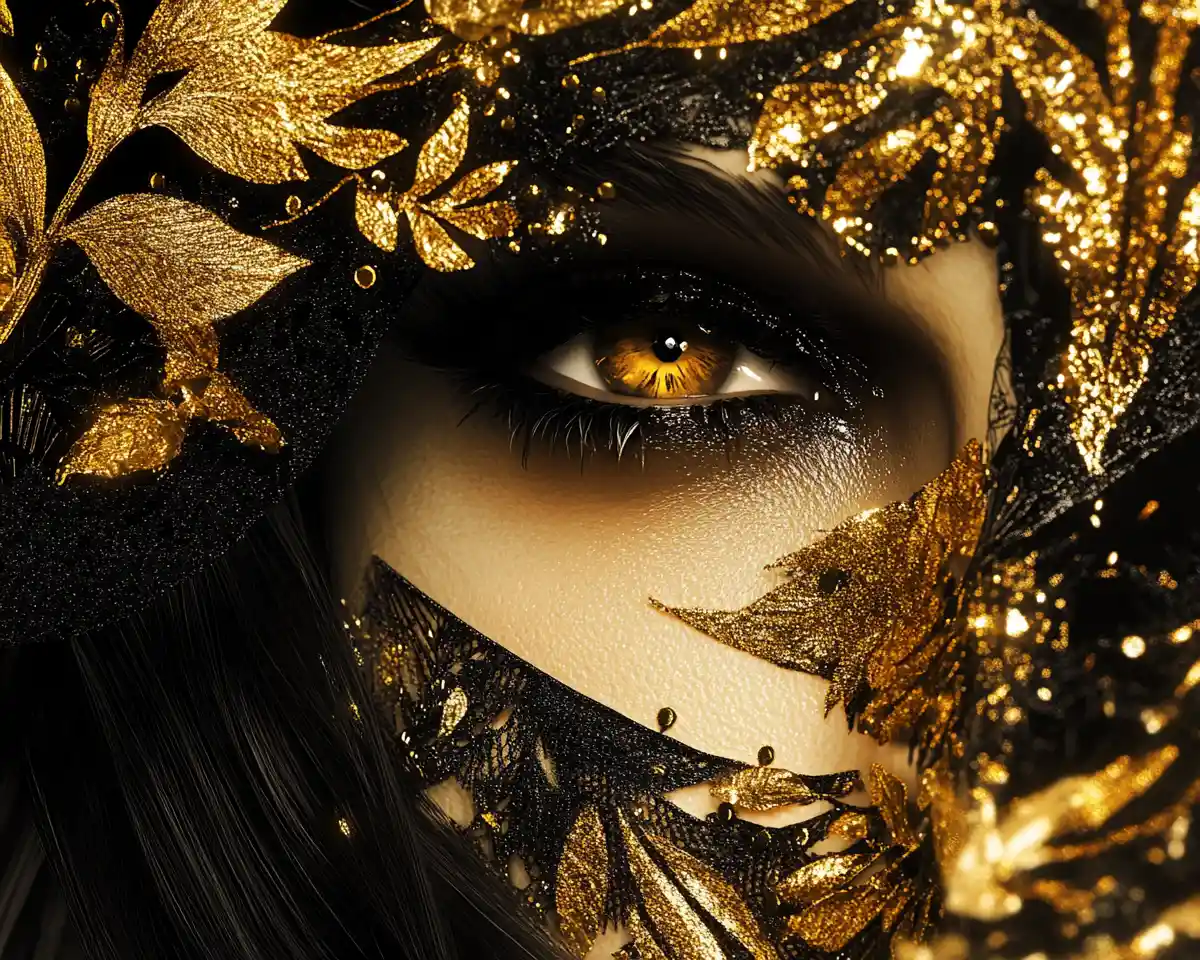 Epic golden digital illustration with bold black contrast