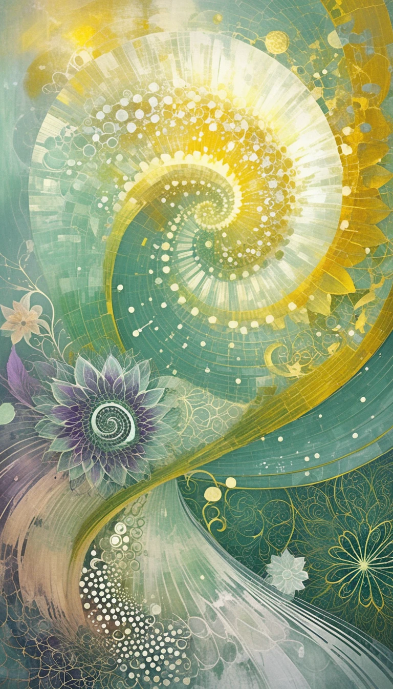 Fantasy floral mandala in golden fractal harmony