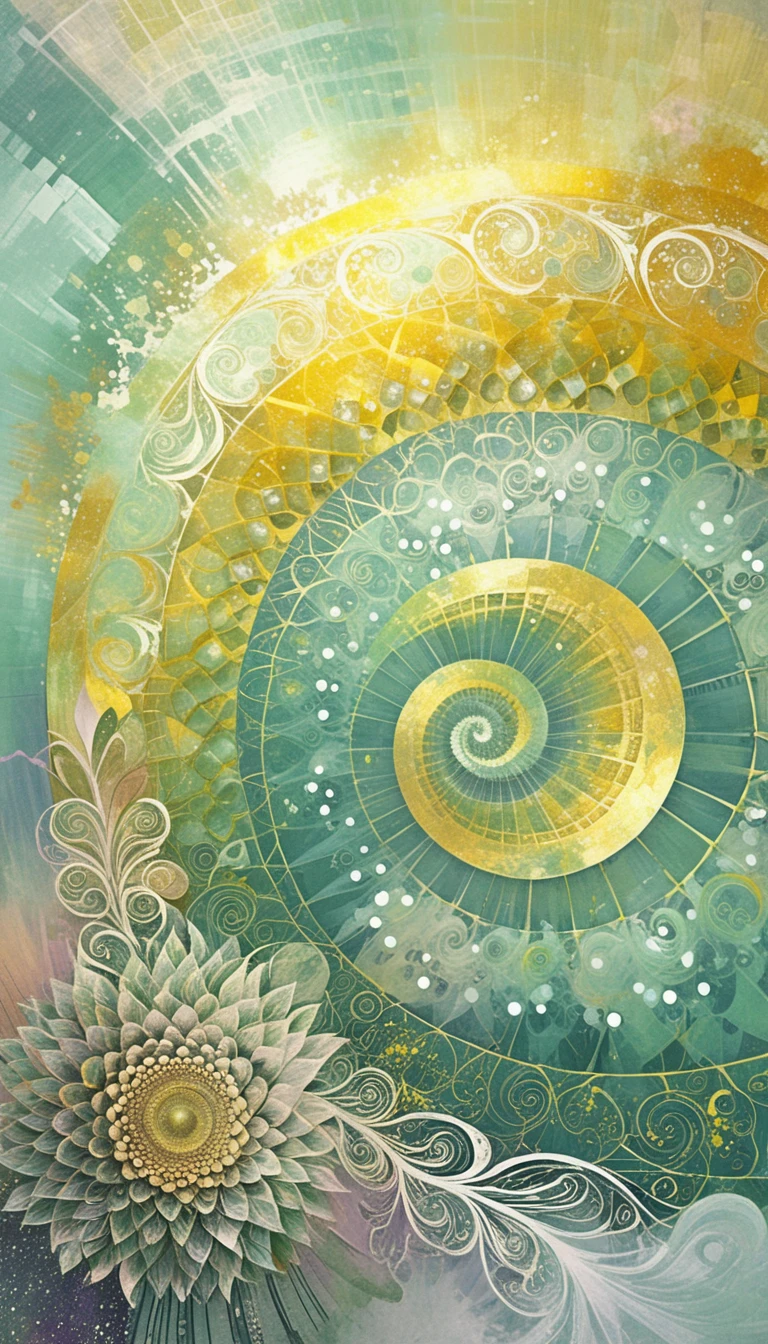 Golden fractal flowers in radiant harmonic composition