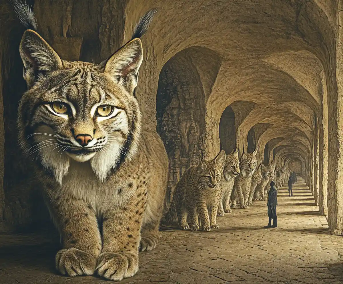 Surreal illusion of a lynx hidden within multiple images