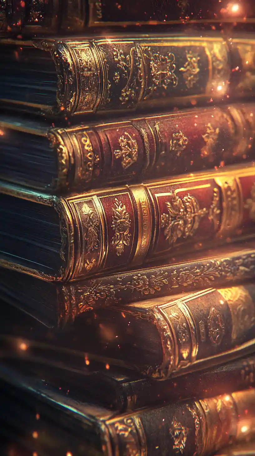 Enchanted antique books glowing softly in a cozy library