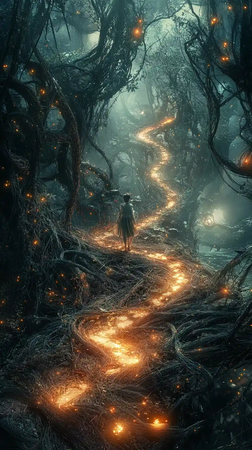 Forest rising from theater stage in magical crossover scene