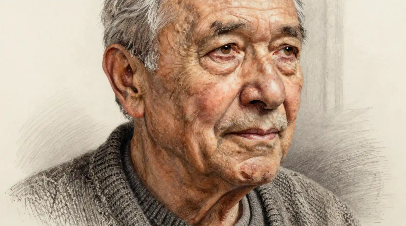 Close up portrait of an older man in soft side light